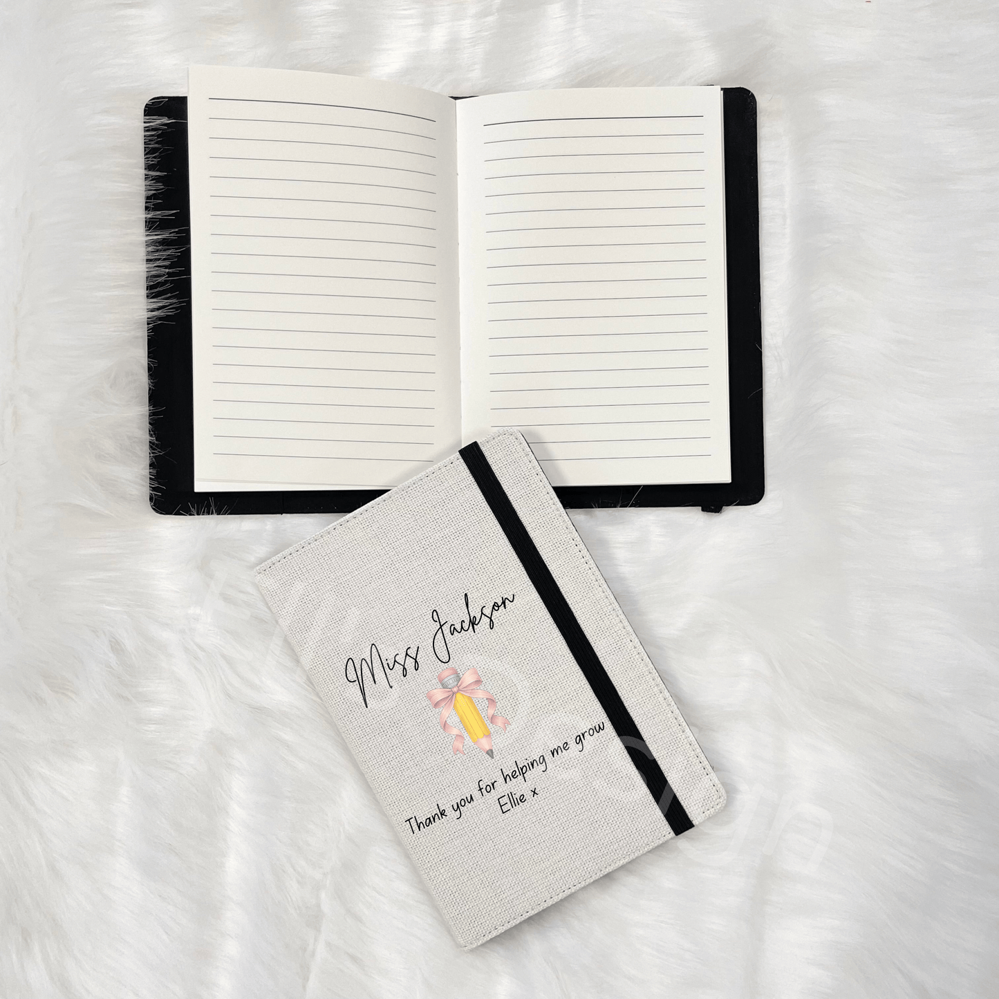 Personalised Teacher Notebook-Bow Pencil Theme