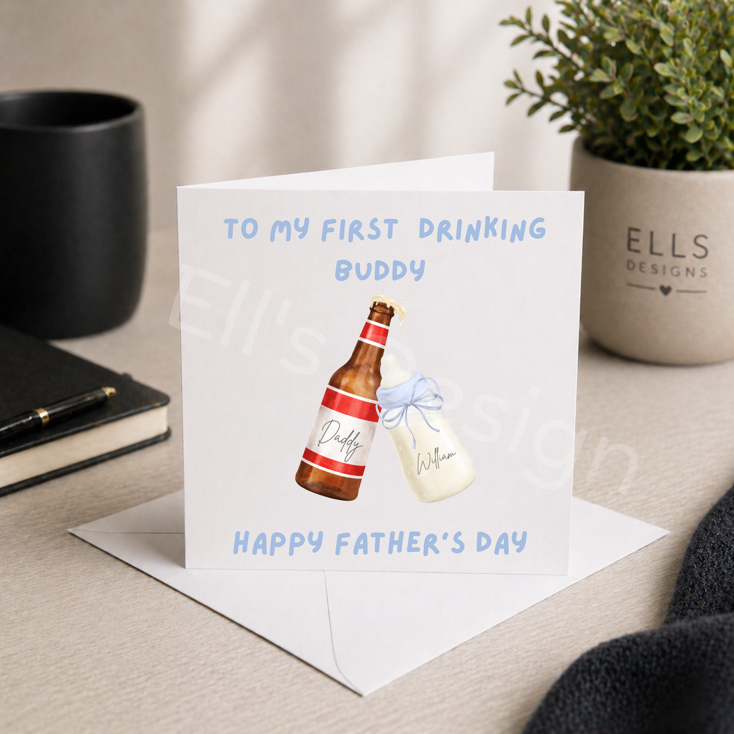 Personalised Fathers Day Card-Daddy & Me / Beer & Milk Design