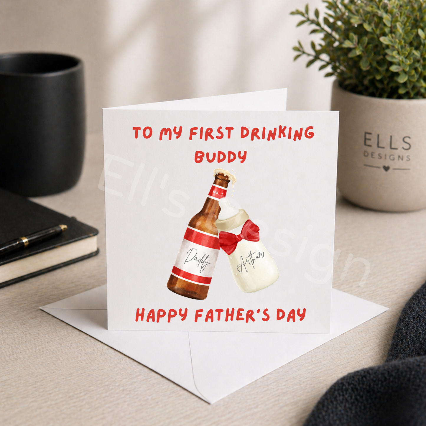 Personalised Fathers Day Card-Daddy & Me / Beer & Milk Design