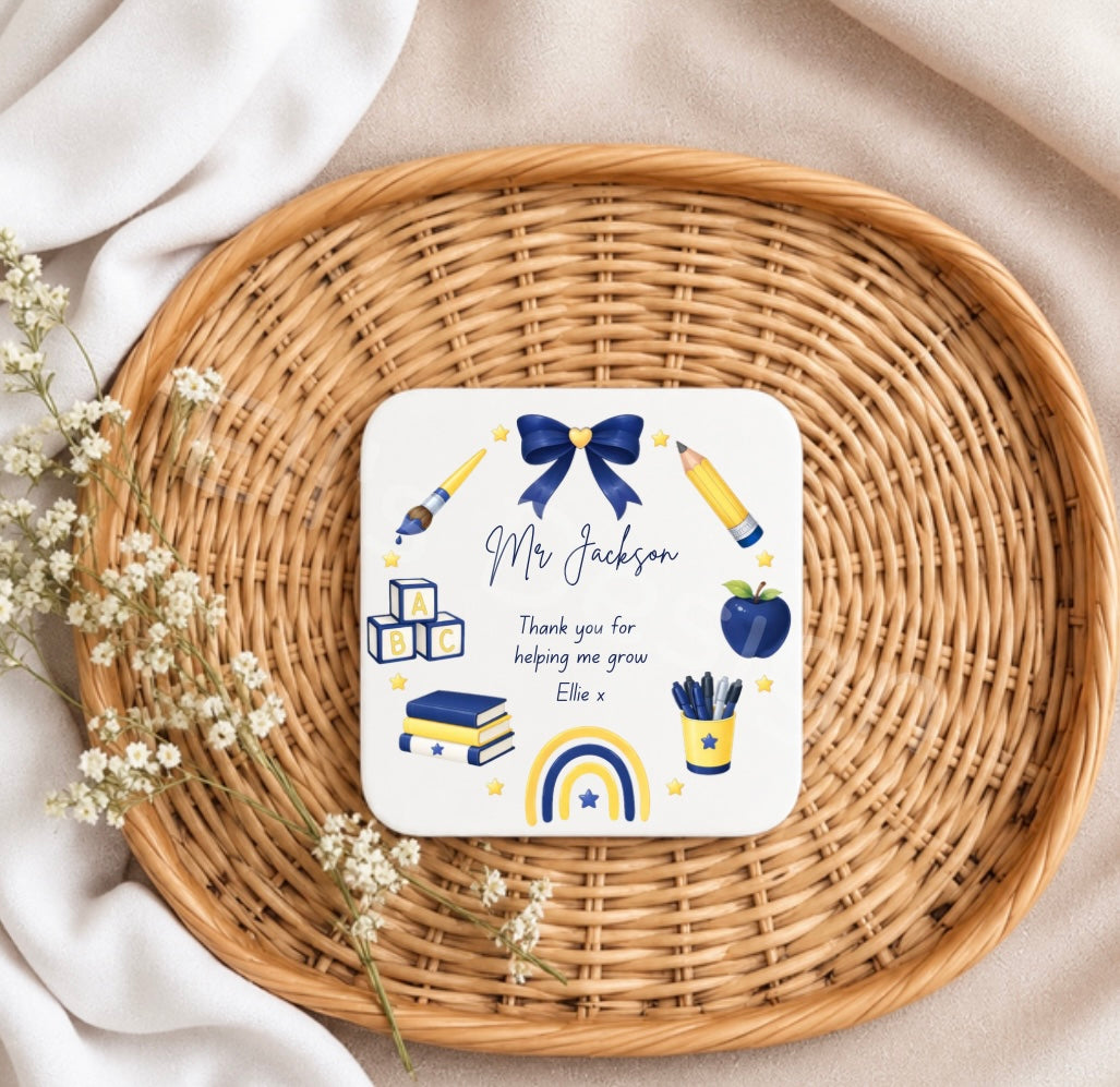 Personalised Teacher Wreath Coaster