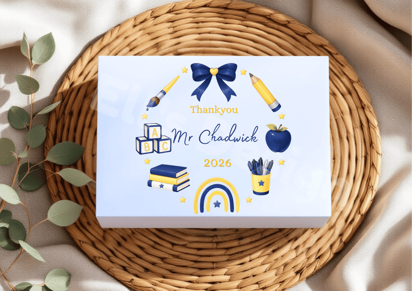 Personalised Teacher Wreath Magnetic Gift Box