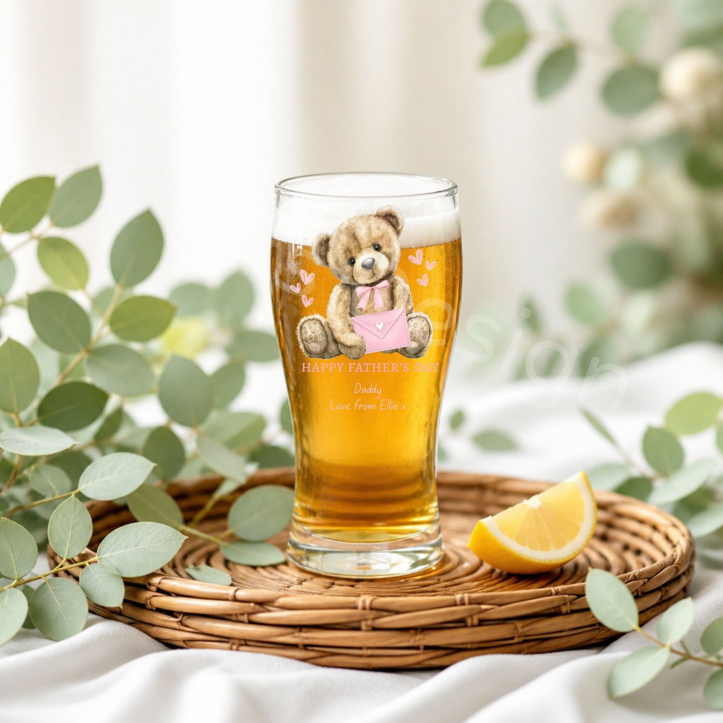 Personalised Fathers Day Glass-Bear