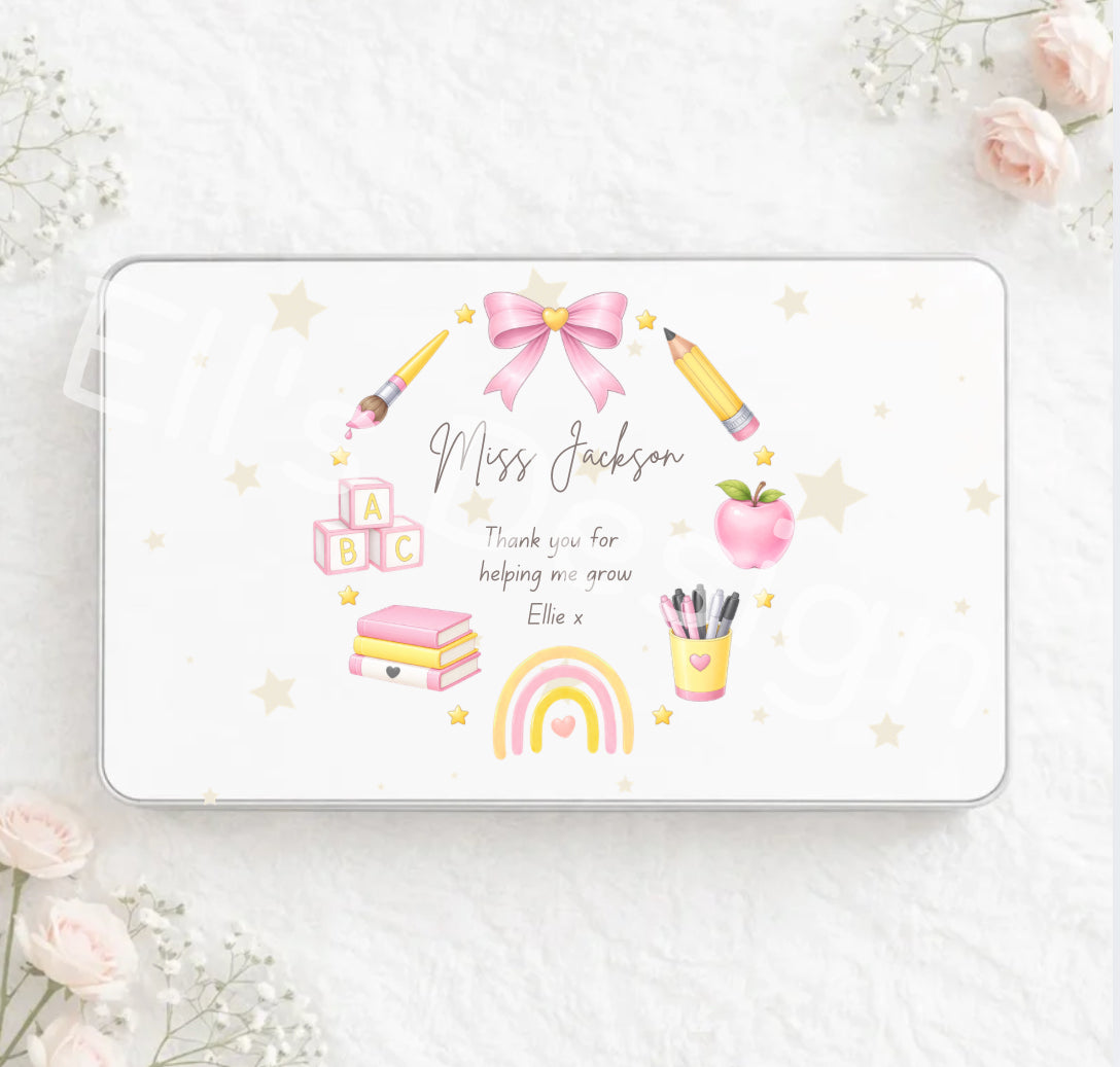 Personalised Teacher Wreath Tin