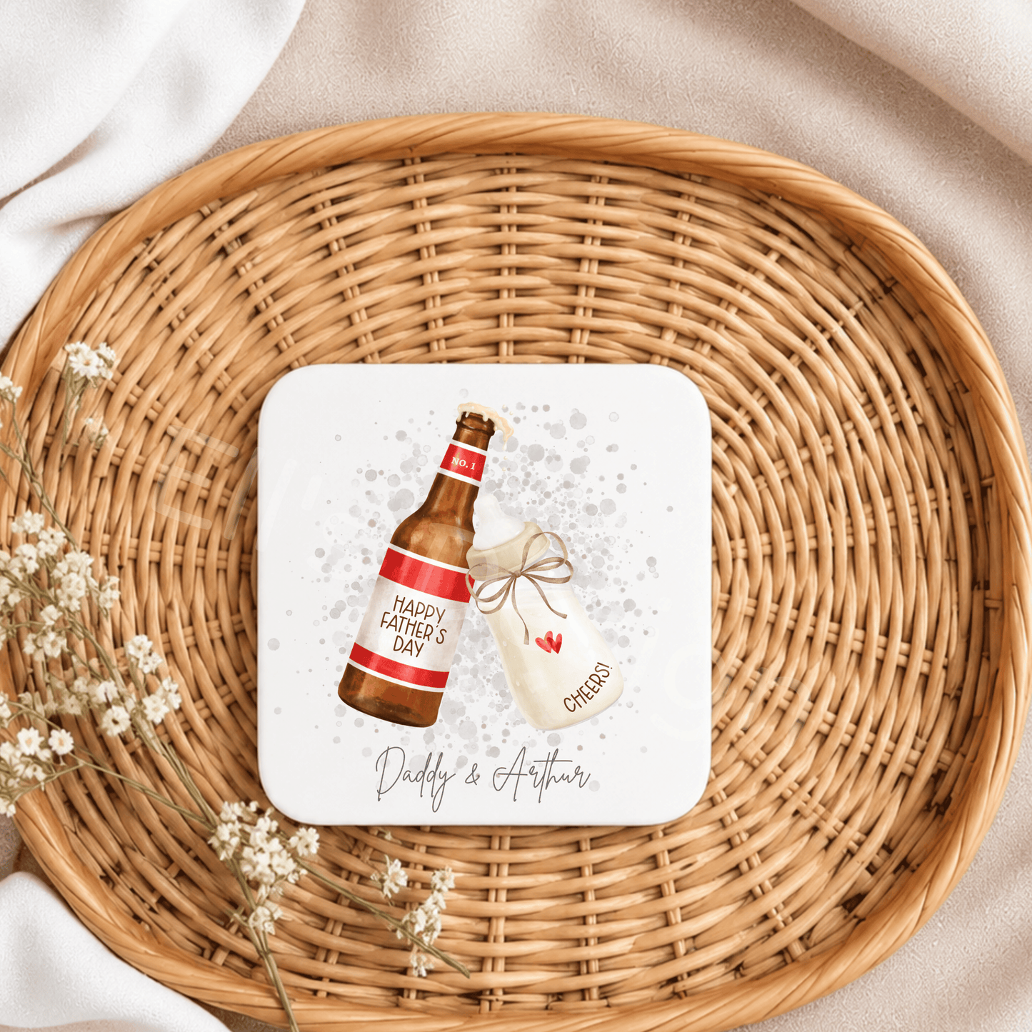 Father's Day Coaster-Beer & Bottle