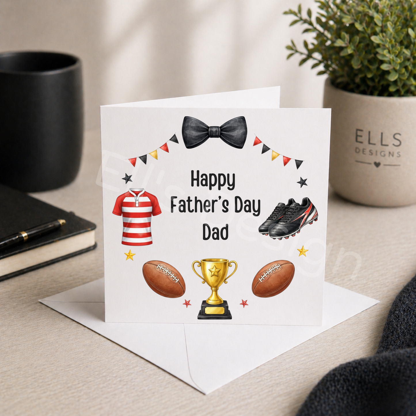 Personalised Fathers Day Card- Rugby