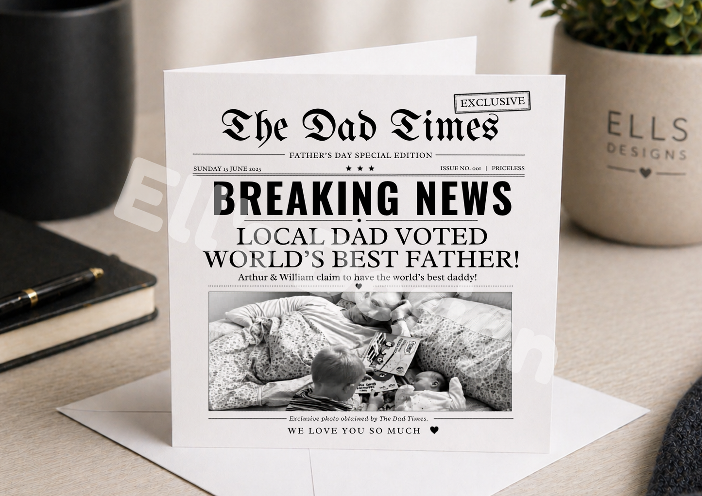 Personalised Fathers Day Card-Newspaper