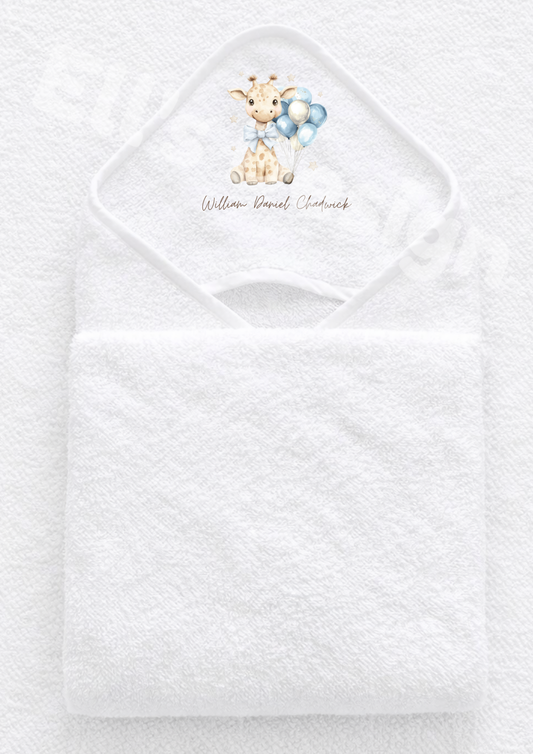 Hooded Towel-Blue Giraffe