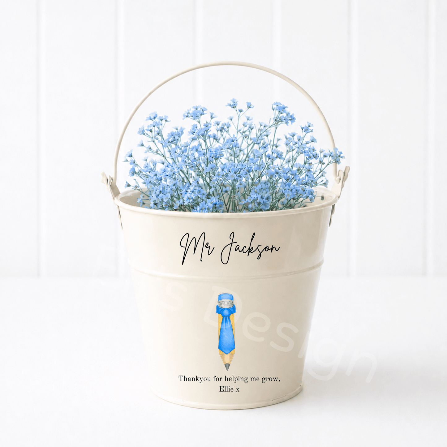 Personalised Teachers Small Plant Pot - Tie Pencil Theme