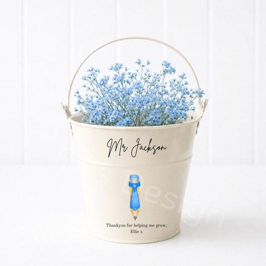 Personalised Teachers Small Plant Pot - Tie Pencil Theme