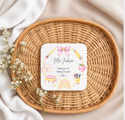 Personalised Teacher Wreath Coaster