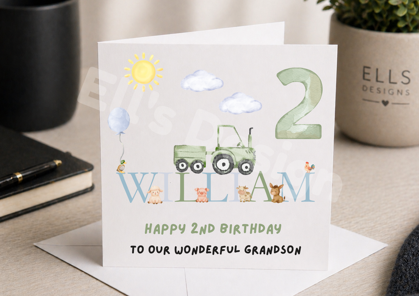 Tractor Theme Personalised Birthday Card
