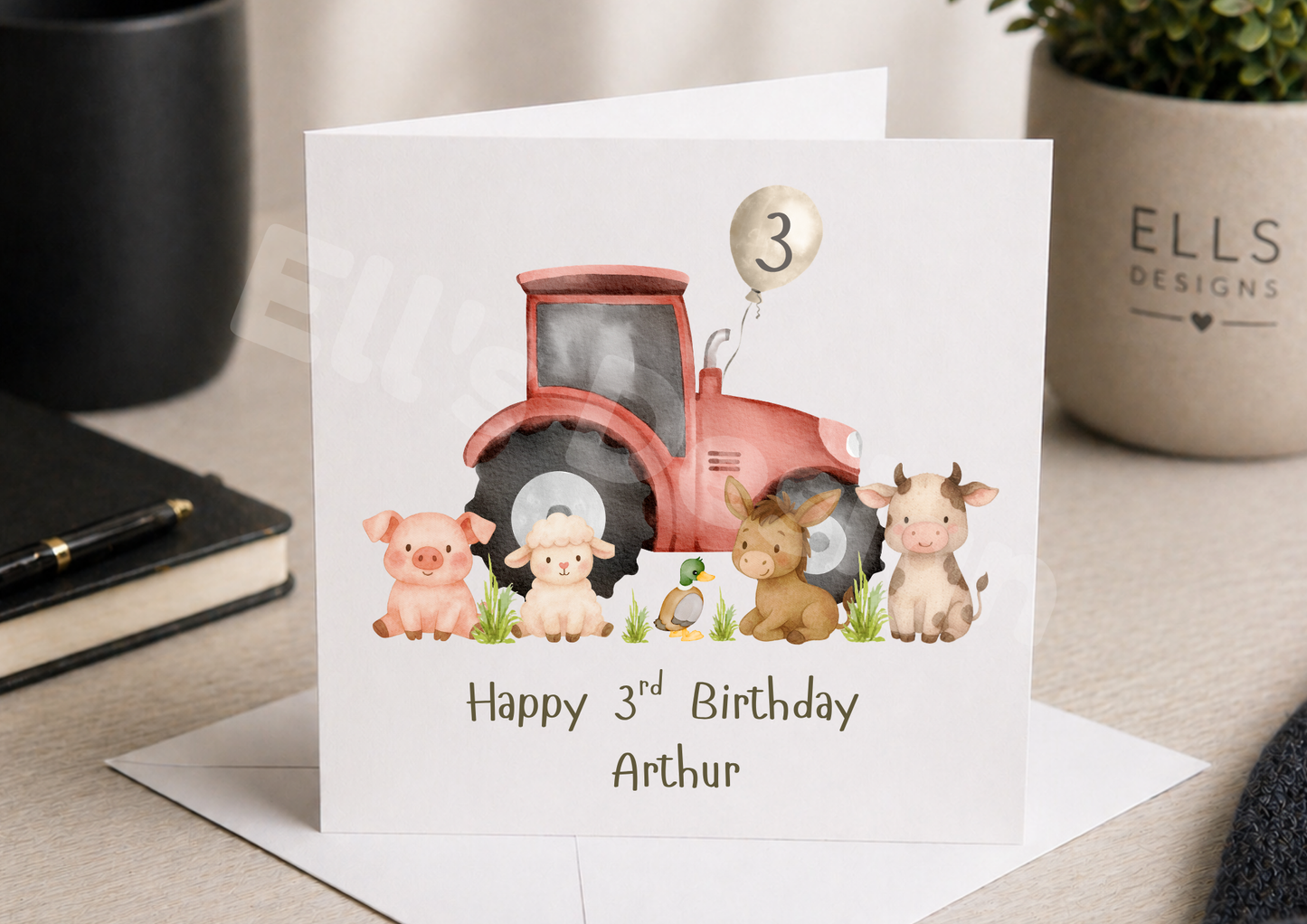 Farm Animal Theme Personalised Birthday Card