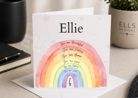 Rainbow Theme Personalised Birthday Card