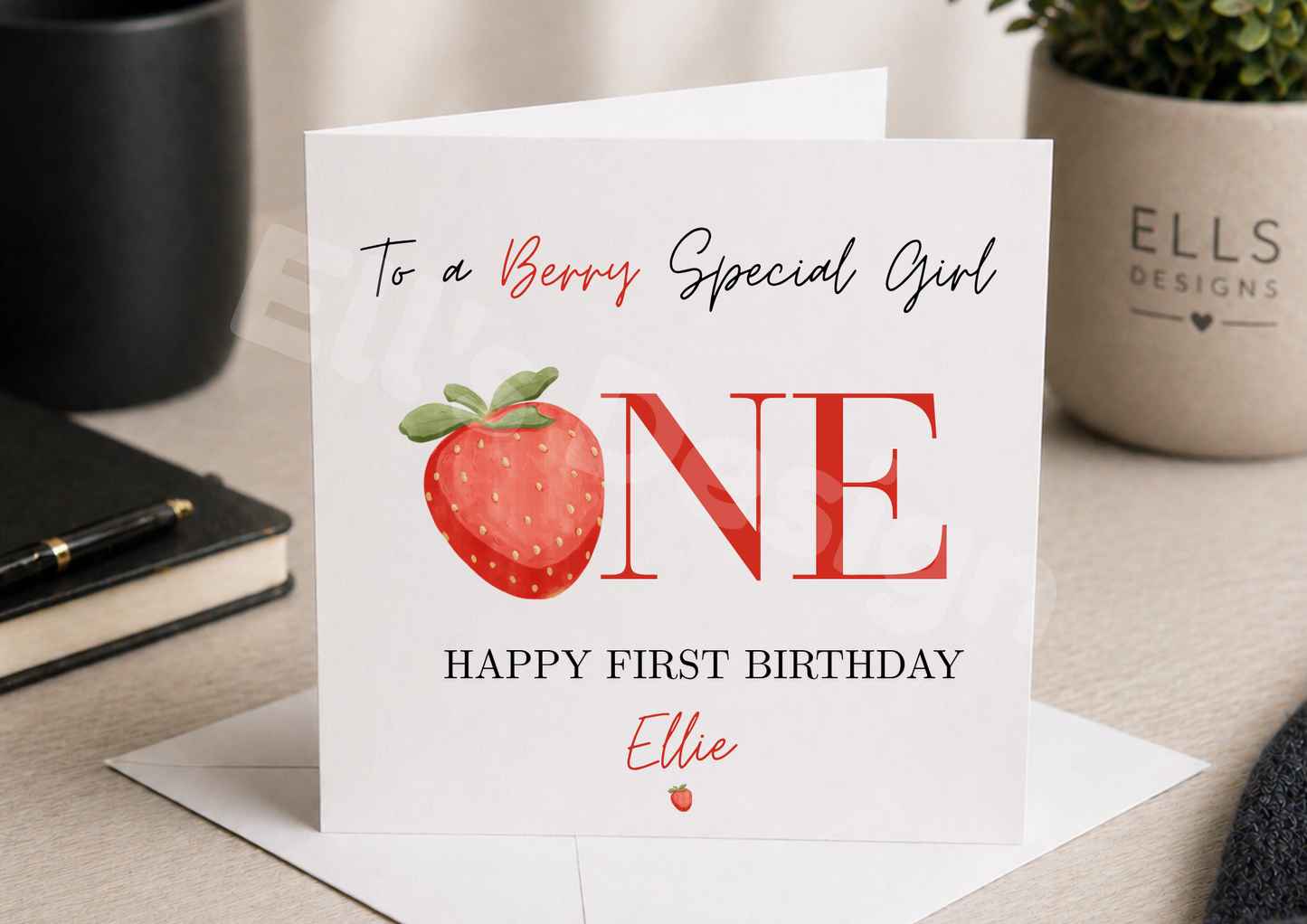 Strawberry  Theme Personalised Birthday Card