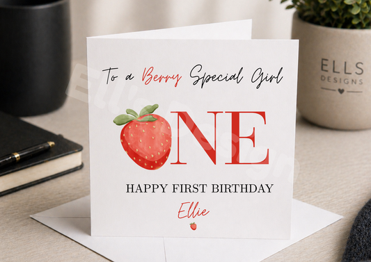 Strawberry  Theme Personalised Birthday Card