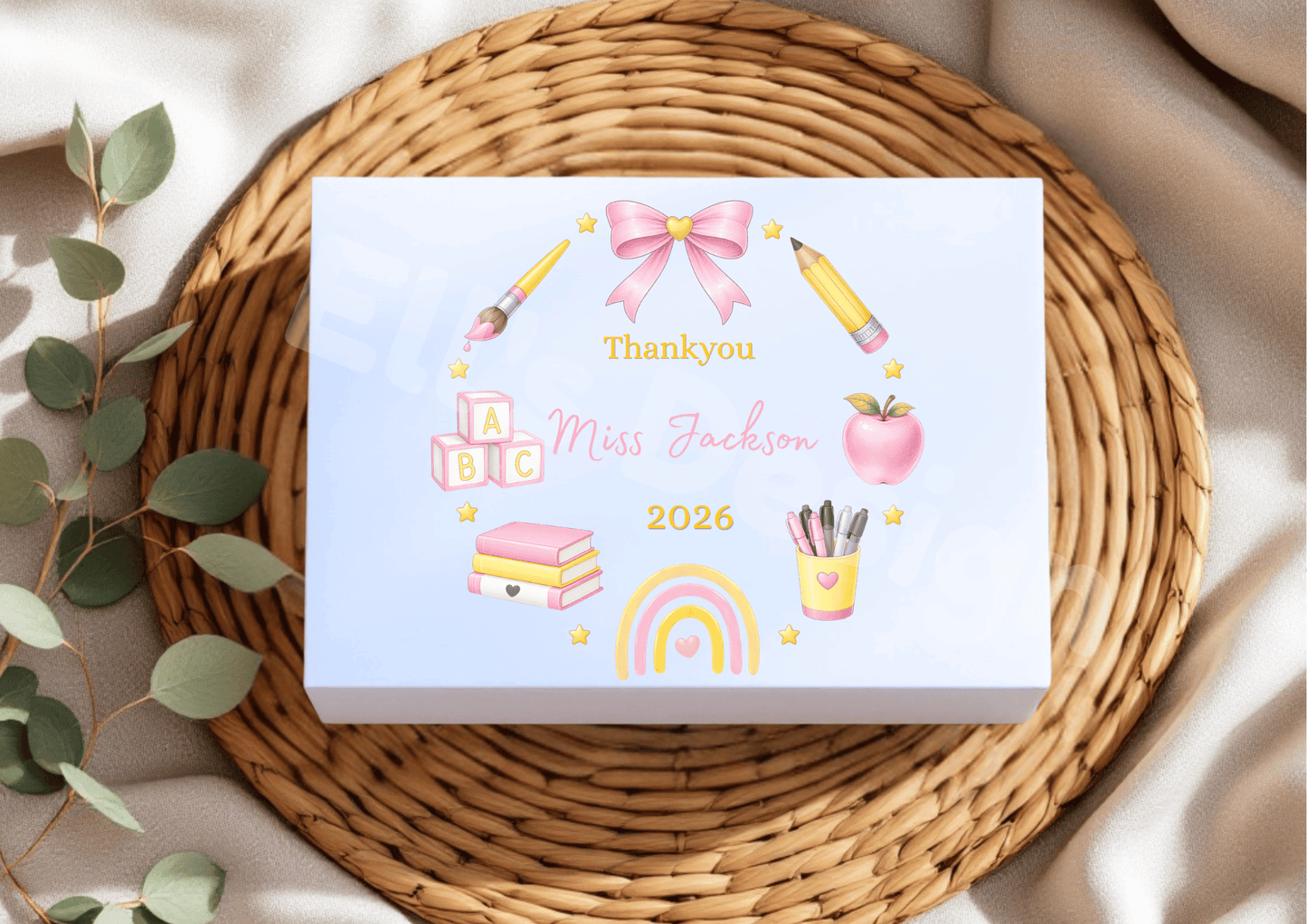 Personalised Teacher Wreath Magnetic Gift Box