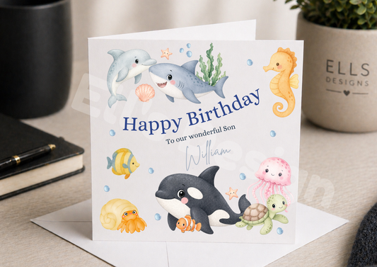 Under Water Theme Personalised Birthday Card