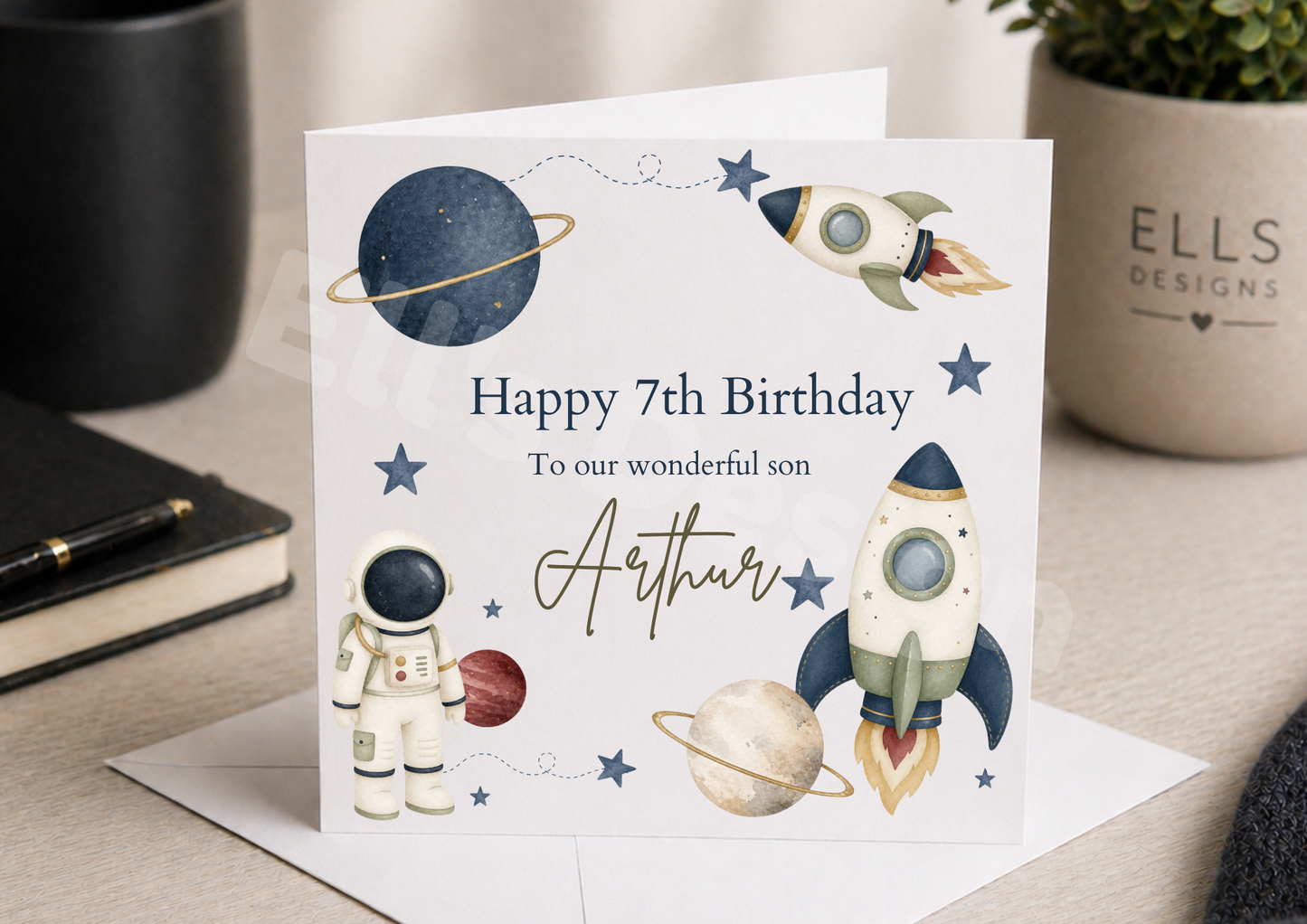 Space Theme Personalised Birthday Card