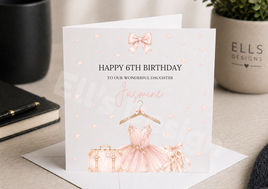 Ballerina  Theme Personalised Birthday Card