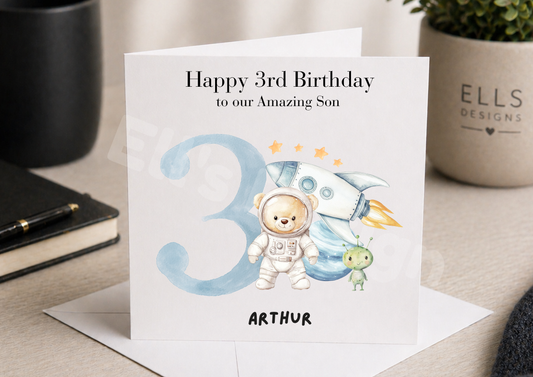 Space Number Theme Personalised Birthday Card