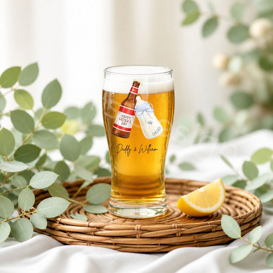 Personalised Fathers Day Glass - Beer & Bottle