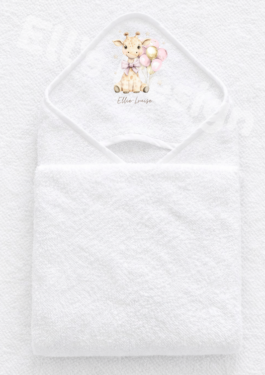 Hooded Towel-Pink Giraffe