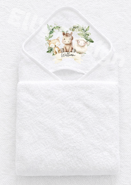 Hooded Towel- Farm Wreath