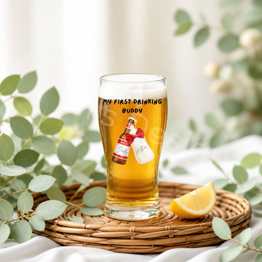 Personalised Fathers Day Glass - Beer & Bottle