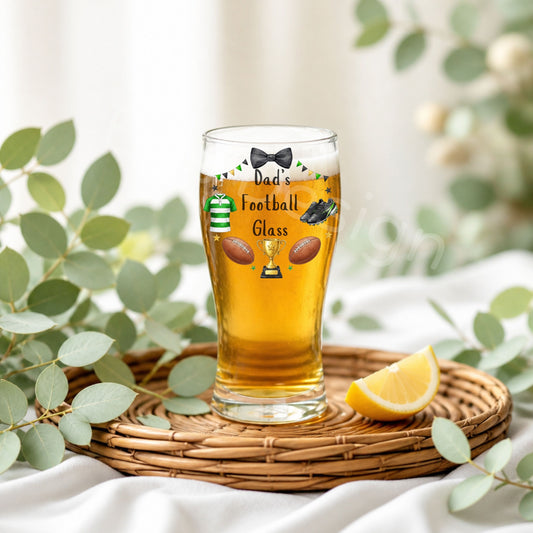 Personalised Fathers Day Glass-Rugby