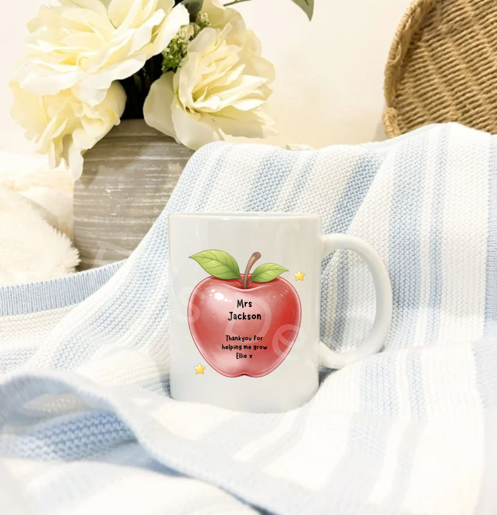 Personalised Teacher Apple Mug
