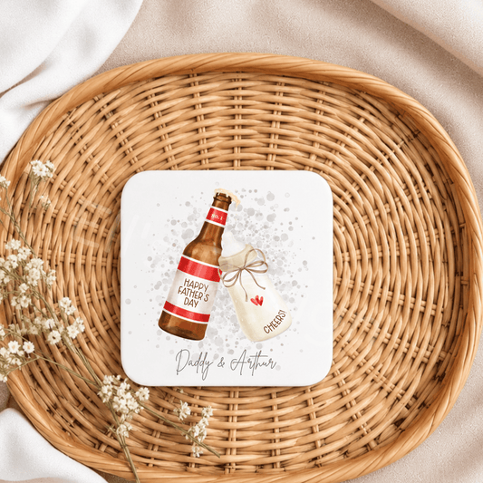 Father's Day Coaster-Beer & Bottle