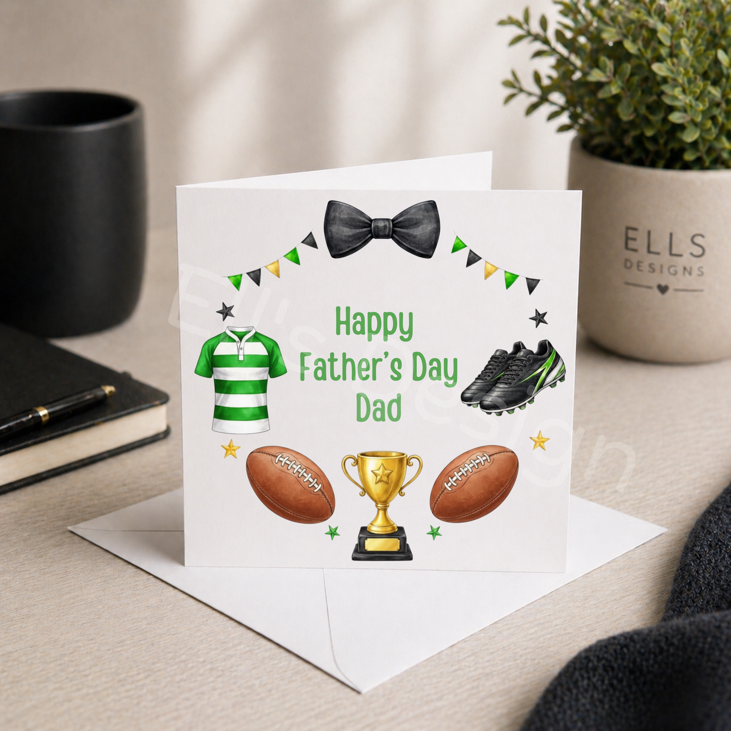 Personalised Fathers Day Card- Rugby